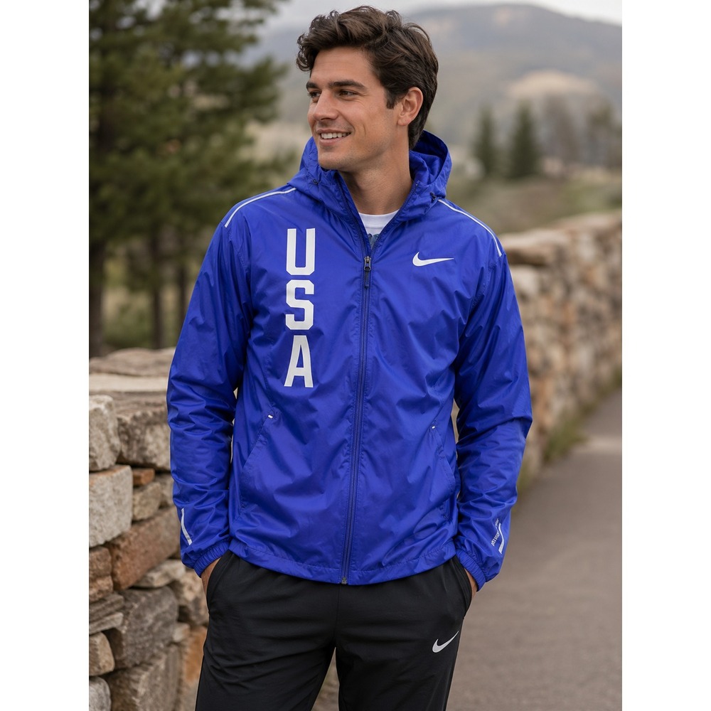 Nike Hypershield Team USA Running Zip Up Jacket Blue Mens Size L